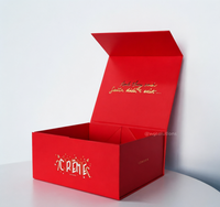 Caja de Regalo de Papel Roja de Lujo Personalizada con Cierre Magnético, Impresión de Logotipo en Lámina Dorada y Cartón Rígido para Empaque Premium