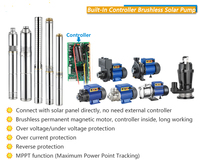 Pompe à eau solaire DC à grand débit, kit de pompe solaire submersible pour l'agriculture