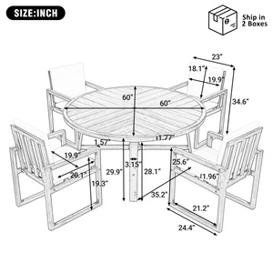 Ensemble <span class=keywords><strong>de</strong></span> meubles <span class=keywords><strong>de</strong></span> jardin modernes en bois d'acacia, table ronde extensible 5 places, chaises, pour cour - Product Image 6