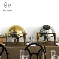 Restaurant d'hôtel couvercle en verre rond chauffe-plat dubaï chauffe-plat de service plats chauffe-plat en or Buffet