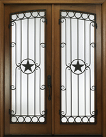 Portes d'entrée doubles circulaires de luxe en acajou pré-montées CBMMART