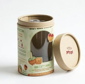 Recycled Food Grade Kraft Paper Cylinder Box with Transparent PVC Window, Custom Printed for <b>Confectionery</b> Snack Packaging - Product Image 2