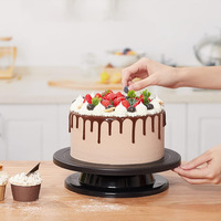 Support tournant rond en plastique noir Metasan pour gâteaux, spatule à crème, ensemble d'outils de pâtisserie DIY, boîte pour desserts et aliments