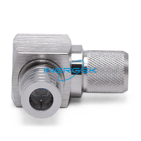 Connecteur coaxial standard QMA mâle à angle droit 50 Ohm, à sertir/souder, pour LMR-400, DC-6GHz.