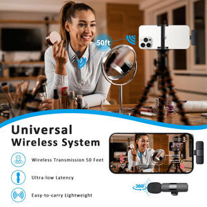 Omnidirectional Condenser <b>Mic</b> Professional Cordless <b>Lapel</b> Microphone for Interview Video <b>Podcast</b> Vlog - Product Image 6