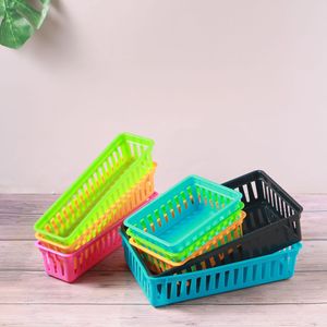 Cestas de almacenamiento de plástico, organizadores rectangulares apilables para oficina, hogar, juguetes, joyería, rojo rosa, verde, amarillo, rosa, negro, azul - Product Image 4