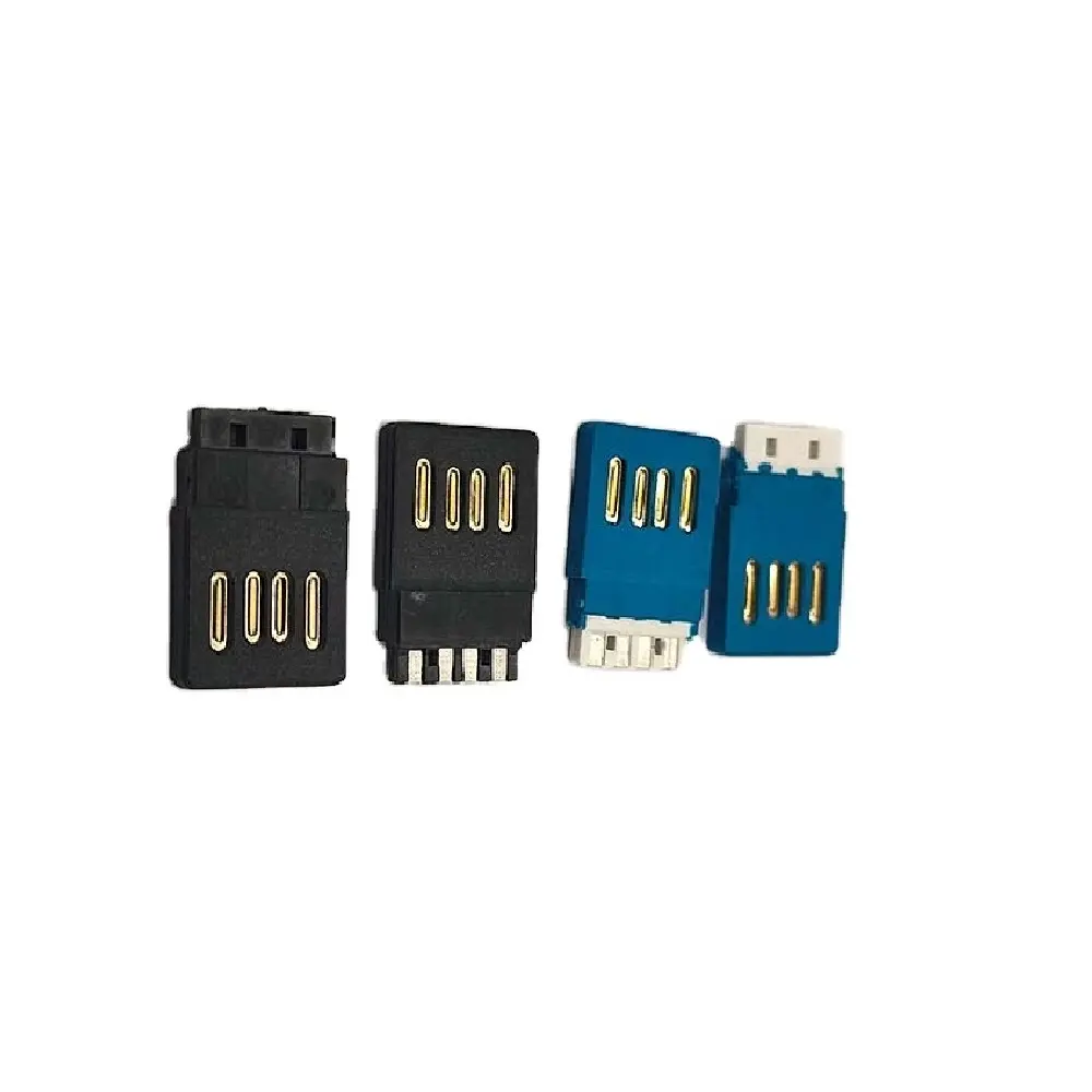 Low price wholesales plastic jack port welded wire type positive negative double sided male usb insert plug connector
