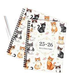 Agenda Mensile A5 Personalizzabile con Simpatici Gattini, <span class=keywords><strong>Luglio</strong></span> 2026-Dicembre 2026, Rilegatura a Spirale, Copertina Rigida, 50 Fogli Interni - Product Image 5