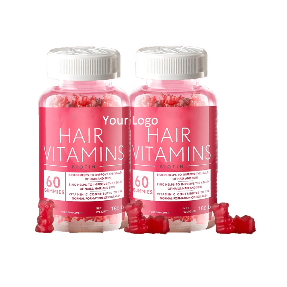 Частная этикетка добавки для роста волос Gummies биотин поддержка для волос ногтей кожа Gummies витамины медведь