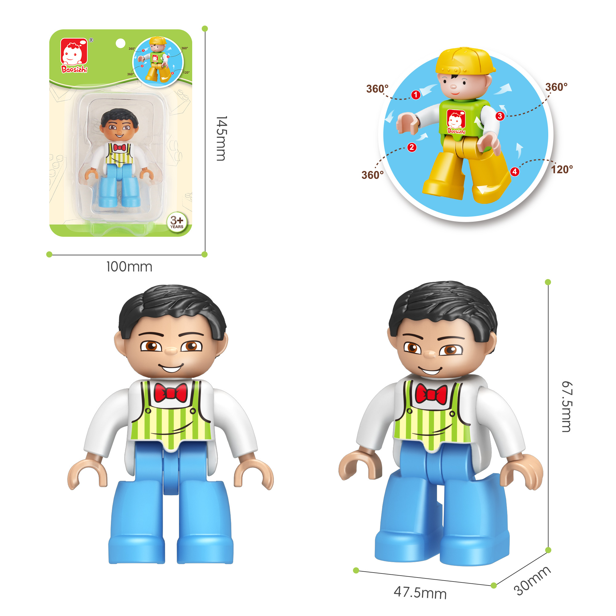 Figuras de bloques de construcción de gran tamaño / camareros/camareras