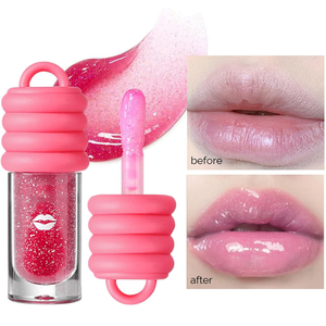 Gloss à lèvres végétalien de luxe en gros avec porte-clés, longue tenue, transparent, scintillant, repulpant, hydratant, aux herbes, marque privée - Product Image 3