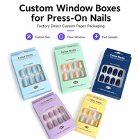Boîte d'emballage personnalisée pour faux ongles avec fenêtre transparente et logo, en papier, pour l'emballage de produits de beauté pour ongles