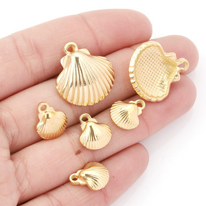 Pendentif coquillage 3D en acier inoxydable, formes variées pour la fabrication de bracelets, apprêts de bijoux plaqués or H1375 - Product Image 3