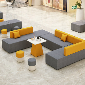 Ensemble de canapés modulaires en cuir pour zone d'attente de bureau commercial, 380 cm, design moderne et écologique - Product Image 1