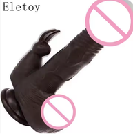 Schwarzer Silikon-Stoßdildo-Vibrator mit Fernbedienung Realistisches Design für Weibliche Selbstbefriedigung