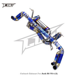 Auto Valved Catback Muffler untuk Audi <span class=keywords><strong>R8</strong></span> V8 4.2L 2007-2013 Titanium biru pabrik katup X pipa Catback Muffler knalpot melarikan diri - Product Image 6