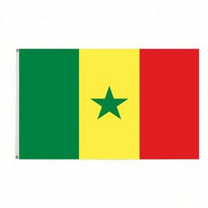 Drapeaux sportifs numériques en tissu polyester imperméable 3x5 pieds, couleurs vives, écologiques, rouges, jaunes, verts, avec logo étoile - Product Image 1