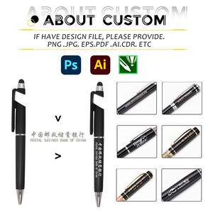 Stylos à bille personnalisés avec logo sur mesure, stylet universel avec support pour téléphone portable, papeterie en gros, stylos métalliques - Product Image 2
