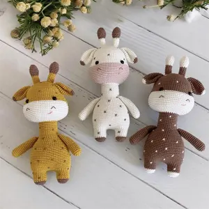 手工针织可爱婴儿玩具Amigurumi长颈鹿钩针长颈鹿娃娃手工材料长颈鹿玩具