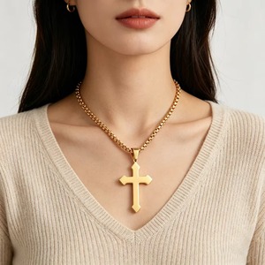Collar con Colgante de Cruz Retro, Acero Inoxidable Pulido, Estilo Urbano para Hombre y Mujer, Amuleto de Fe Religiosa, Joyería de Moda, Regalo - Product Image 5