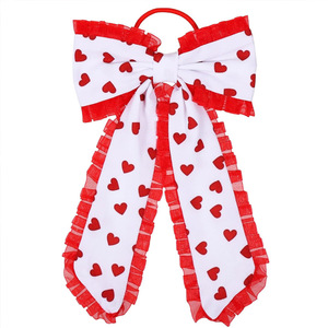 Élastique à cheveux long avec ruban et volant rouge pour les fans et joueurs de sport, accessoire de cheerleading pour le jour du match - Product Image 4