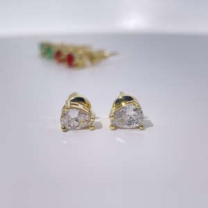 ต่างหูเพชรทรงลูกแพร์ชุบทองเหลือง ดีไซน์เรียบหรู สไตล์คลาสสิก จาก Tianyu Gems สำหรับผู้หญิง - Product Image 1