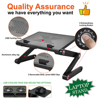 Support de refroidissement portable et pliable en alliage d'aluminium pour ordinateur portable avec ventilateur USB et plateau pour souris, idéal pour la maison et le bureau