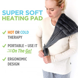 Almohada térmica larga con correa para el hombro y cinturón para la cintura, apta para microondas, para masajes y alivio del dolor, color gris, tamaño personalizable - Product Image 3