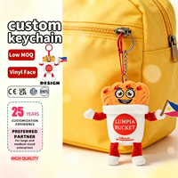 Porte-clés promotionnels personnalisés en peluche en forme de seau de lumpia, avec logo sur mesure, pour sacs à suspendre, avec drapeau intégré