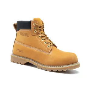 High quality nubuck leather rubber outsole goodyear work outdoor fashionable endure dirty safety shoes