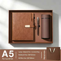 Articles cadeaux promotionnels de luxe en gros : ensemble cadeau d'affaires personnalisable avec carnet, stylo et bouteille isotherme
