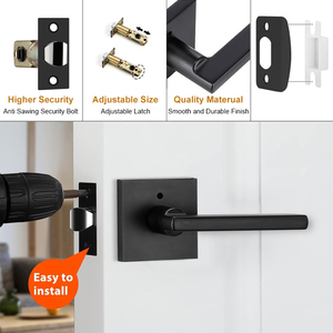 공장 직매 매트 블랙 열쇠가없는 관형 핸들 도어 잠금 개인 정보 보호 침실 욕실 도어 핸들 잠금 세트 - Product Image 3