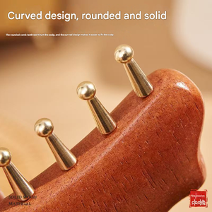 Peigne en bois massif <span class=keywords><strong>naturel</strong></span> et laiton, outil Gua Sha antistatique pour lifting du visage, portable pour usage domestique - Product Image 6