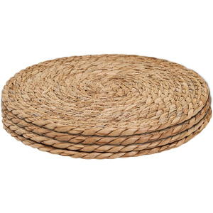 Natural Hand-Woven 10" 12" Water Hyacinth Disposable Modern Braided Wicker <b>Plate</b> Dish Table <b>Mats</b> - Product Image 1