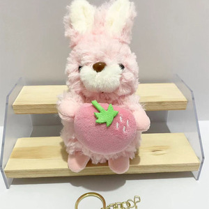 Fluffy cà rốt dâu thỏ Túi Charm đáng yêu thú nhồi bông ít thỏ sang trọng Keychain đồ chơi - Product Image 5