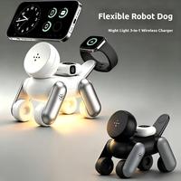 Chargeur sans fil magnétique trois-en-un le plus vendu, design Robort Dog, avec rangement de bureau et conception pliable, idéal pour un cadeau