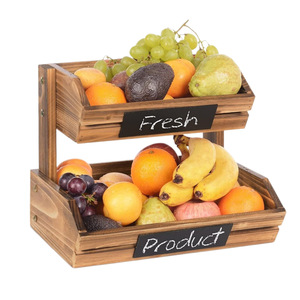 Wooden Double Layer Storage Rack 33.2cm X 19.8cm X 27cm Multifunctional Desktop Organizer For Kitchen Fruit <b>Vegetable</b> Basket - Product Image 5