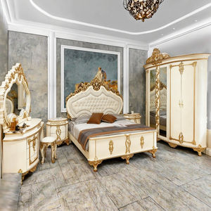 Современный спальный гарнитур из тикового дерева с резьбой, отделка бело-золотой, регулируемый размер, металлические кровати, мебель XUANFULI, модель M8028 - Product Image 3