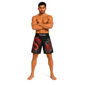 กางเกง MMA Elite รุ่น 205 GSM ผลิตจากโพลีเอสเตอร์ผสมสแปนเด็กซ์ ทนทาน ยืดได้สี่ทิศทาง แห้งเร็ว เหมาะสำหรับการฝึกซ้อมต่อสู้ รับผลิตแบบ OEM และติดฉลากส่วนตัว - Product Image 1