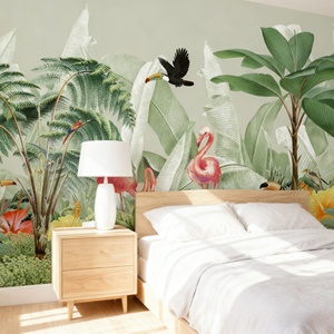 <span class=keywords><strong>Carta</strong></span> <span class=keywords><strong>da</strong></span> <span class=keywords><strong>Parati</strong></span> Personalizzabile con Motivi di Paradiso Tropicale, <span class=keywords><strong>Fenicotteri</strong></span>, Tucani e Giungla Lussureggiante per Sala <span class=keywords><strong>da</strong></span> Pranzo e Soggiorno - Product Image 4