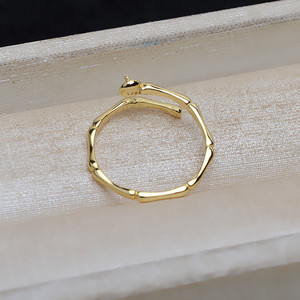 Bague ouverte en argent S925 pour femmes, accessoires de bijoux DIY avec nœud en bambou réglable, support vide pour perle 5-7, compatible Tide 4900 - Product Image 3