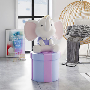 Cartoon <b>Elephant</b> Floor <b>Decoration</b> Resin Round Living Room Housewarming Gift - Product Image 2