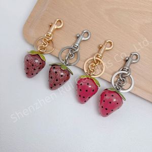 Luxury Creative Fruit Series Pendant Cute Fashion Strawberry Metal Keychain Suitable for Women's <b>Bag</b> Pendant Strawberry Keychain - Product Image 3
