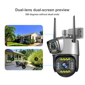 Dual Lens IP Camera WiFi 4MP 2K Surveillance Cameras Wireless Outdoor Smart Home Night Vision V380 Digital Zoom CCTV Camara