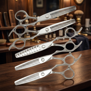 Hair Thinning Scissors 5-Pieces Straight Blade Barber Cutting <b>Shears</b> 6 Inch <b>Long</b> <b>Handle</b> Salon Grooming Tools - Product Image 2