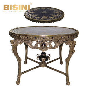 โต๊ะ<span class=keywords><strong>คอน</strong></span>โซลสำหรับสวนทรงกลมวิลล่าตกแต่งในห้องนั่งเล่นหรูหราพร้อมกรอบโลหะแกะสลักแบบย้อนยุค - Product Image 6