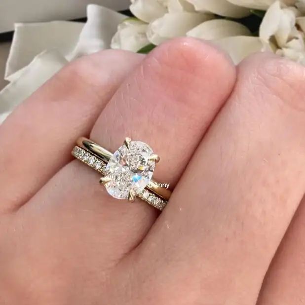 Harga pabrik perhiasan pengantin perempuan wanita cincin pernikahan pertunangan 18K kuning emas vvs moissanite cincin berlian lulus penguji berlian