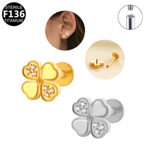 Boucles d'oreilles clous papillon en titane F136 stériles pour femme, bijoux de piercing tendance - Product Image 5
