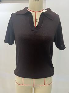 T-shirt in Viscosa <span class=keywords><strong>Elasticizzata</strong></span> a Maniche Corte Stile Europeo-Americano, Top Casual Elegante a Tinta Unita - Product Image 6
