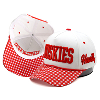 Gorra de Béisbol con Visera de Cuadros Rojos y Blancos, Personalizada con Logotipo, Estilo Vintage, 5 Paneles, Bordada, para Equipos Deportivos